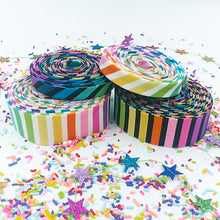 Load image into Gallery viewer, Quilt Binding Make Rainbow Stripe Black 1 1/4" Single Fold Binding