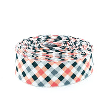 Load image into Gallery viewer, Quilt Binding Fright Delight Gingham Check Orange Black 1 1/4" Single Fold Binding Halloween