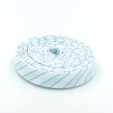 Load image into Gallery viewer, Double Fold Bias Tape 1/2'' Simply Country Ticking Stripe Light Blue and White Bias Binding Tasha Noel