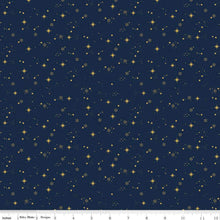 Load image into Gallery viewer, Quilt Binding Moonchild Starfall Navy Blue/ Metallic Gold 1 1/4" Single Fold Binding Echo Park