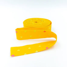 Load image into Gallery viewer, Quilt Binding Tula Pink Besties Unconditional Love Hearts Buttercup Yellow/Pink Single Fold 1 1/4" Wide
