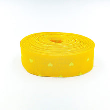Load image into Gallery viewer, Quilt Binding Tula Pink Besties Unconditional Love Hearts Buttercup Yellow/Pink Single Fold 1 1/4" Wide