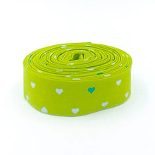 Load image into Gallery viewer, Quilt Binding Tula Pink Besties Unconditional Love Hearts Clover/Teal Single Fold 1 1/4" Wide