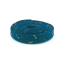 Load image into Gallery viewer, Double Fold Bias Tape 1/2'' Moonchild Starfall Navy Blue Bias Binding