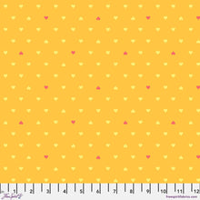 Load image into Gallery viewer, Quilt Binding Tula Pink Besties Hearts Buttercup Yellow/Pink 1 1/4" Single Fold