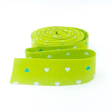 Load image into Gallery viewer, Quilt Binding Tula Pink Besties Unconditional Love Hearts Clover/Teal Single Fold 1 1/4" Wide