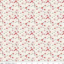Load image into Gallery viewer, I Love Us Scattered Hearts Cream Pink Half Yard Fabric By The Yard