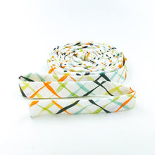 Load image into Gallery viewer, Double Fold Bias Tape 1/2'' Happy at Home Plaid White Bias Binding Tara Reed