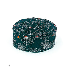 Load image into Gallery viewer, Quilt Binding Beggar's Night Spiderwebs Glow-In-The-Dark Black 1 1/4" Single Fold Binding Sandy Gervais