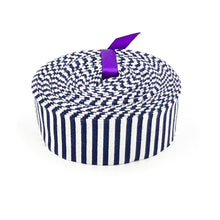 Load image into Gallery viewer, Quilt Binding Navy Blue and White 1/8'' Stripe 1 1/4" Single Fold Binding