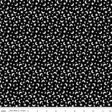 Load image into Gallery viewer, Fright Delight Moons and Stars Black White Half Yard Fabric