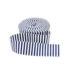 Load image into Gallery viewer, Quilt Binding Navy Blue and White 1/8'' Stripe 1 1/4" Single Fold Binding