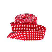 Load image into Gallery viewer, Quilt Binding Red and White 1/8'' Checked Single Fold 1 1/4" Binding