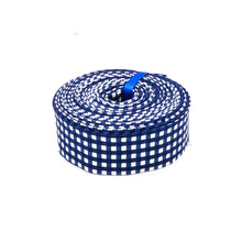 Load image into Gallery viewer, Quilt Binding Navy Blue and White 1/8'' Gingham Checked Single Fold 1 1/4" Binding
