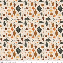 Load image into Gallery viewer, Pumpkin Spice Fall Leaves Ivory Half Yard Fabric