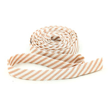 Load image into Gallery viewer, Double Fold Bias Tape 1/2'' Metallic Rose Gold & White Stripe