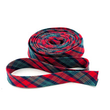 Load image into Gallery viewer, Double Fold Bias Tape 1/2'' Christmas Plaid Red Green Bias Binding