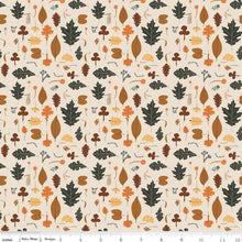 Load image into Gallery viewer, Pumpkin Spice Fall Leaves Ivory Half Yard Fabric