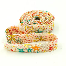 Load image into Gallery viewer, Double Fold Bias Tape 1/2'' Wide Liberty of London Tana Lawn Adelajda Stars Coral/Cream 3 Yards Bias Binding