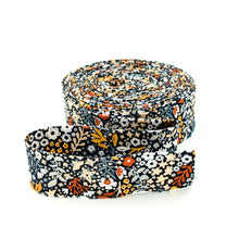 Load image into Gallery viewer, Quilt Binding The Old Garden Florentine Black 1 1/4" Single Fold Binding
