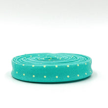 Load image into Gallery viewer, Double Fold Bias Tape 1/2'' True Colors Tiny Dots Peacock Green Tula Pink Bias Binding
