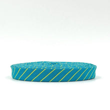 Load image into Gallery viewer, Double Fold Bias Tape 1/2'' True Colors Tiny Stripes Songbird Teal Tula Pink Bias Binding