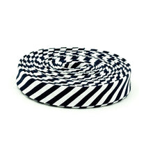 Load image into Gallery viewer, Double Fold Bias Tape Navy Blue & White Stripe Bias Binding
