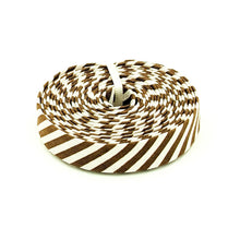 Load image into Gallery viewer, Double Fold Bias Tape Teddybear Brown & Cream 1/2" Wide Stripe Bias Binding