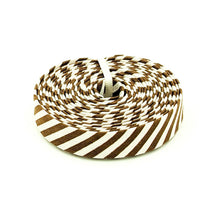Load image into Gallery viewer, Double Fold Bias Tape Teddybear Brown & Cream 1/2" Wide Stripe Bias Binding