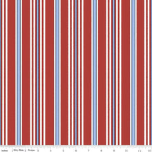 Load image into Gallery viewer, Yacht Club Stripe Red Half Yard Fabric