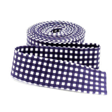 Load image into Gallery viewer, Quilt Binding Eggplant and White 1/8'' Checked Single Fold 1 1/4" Quilt Binding Purple