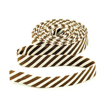 Load image into Gallery viewer, Double Fold Bias Tape Teddybear Brown & Cream 1/2" Wide Stripe Bias Binding