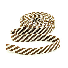 Load image into Gallery viewer, Double Fold Bias Tape Teddybear Brown & Cream 1/2" Wide Stripe Bias Binding