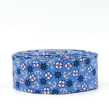 Load image into Gallery viewer, Quilt Binding Yacht Club Anchors Blue 1 1/4" Single Fold Binding Amanda Niederhauser