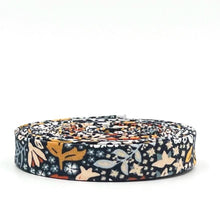 Load image into Gallery viewer, Double Fold Bias Tape 1/2'' Old Garden Florentine Black Bias Binding Floral