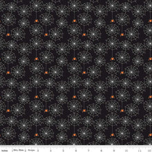 Load image into Gallery viewer, Beggar's Night Spiderwebs Black Glow-In-The-Dark Fabric Half Yards