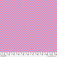 Load image into Gallery viewer, Tula Pink Untamed Check Please Nova NEON Red/ Light Blue Fabric Half Yard