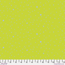 Load image into Gallery viewer, Tula Pink True Colors Space Sprinkles Lightning Bug Lime Green / Periwinkle Blue Fabric Half Yards 2025