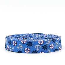 Load image into Gallery viewer, Double Fold Bias Tape 1/2'' Yacht Club Anchors Blue Bias Binding Amanda Niederhauser