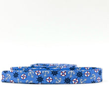 Load image into Gallery viewer, Double Fold Bias Tape 1/2'' Yacht Club Anchors Blue Bias Binding Amanda Niederhauser