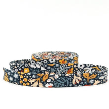 Load image into Gallery viewer, Double Fold Bias Tape 1/2'' Old Garden Florentine Black Bias Binding Floral