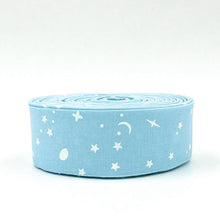 Load image into Gallery viewer, Quilt Binding Tula Pink True Colors Space Sprinkles Waterfall Blue 1 1/4" Single Fold Quilt Binding