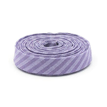 Load image into Gallery viewer, Double Fold Bias Tape Purple Tone On Tone 1/8" Stripe 1/2" Bias Binding