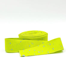 Load image into Gallery viewer, Quilt Binding Tula Pink True Colors Space Sprinkles Lightning Bug Green 1 1/4" Single Fold Quilt Binding