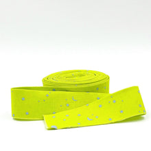 Load image into Gallery viewer, Quilt Binding Tula Pink True Colors Space Sprinkles Lightning Bug Green 1 1/4" Single Fold Quilt Binding