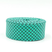 Load image into Gallery viewer, 1 1/4" Quilt Binding Tula Pink True Colors On The Grid Raindrop Teal Green Single Fold Quilt Binding