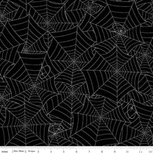 Load image into Gallery viewer, Quilt Binding Costume Maker's Act II Spiderwebs Black White 1 1/4" Single Fold Binding Halloween