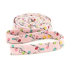 Load image into Gallery viewer, Double Fold Bias Tape 1/2'' Strings of Christmas Lights Pink
