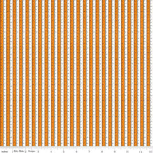 Load image into Gallery viewer, Double Fold Bias Tape 1/2'' Costume Maker's Act II Ruler Stripe Orange Black Halloween Bias Binding