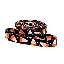 Load image into Gallery viewer, Double Fold Bias Tape 1/2'' Hey Pumpkin Candy Corn Blush Pink Halloween Bias Binding